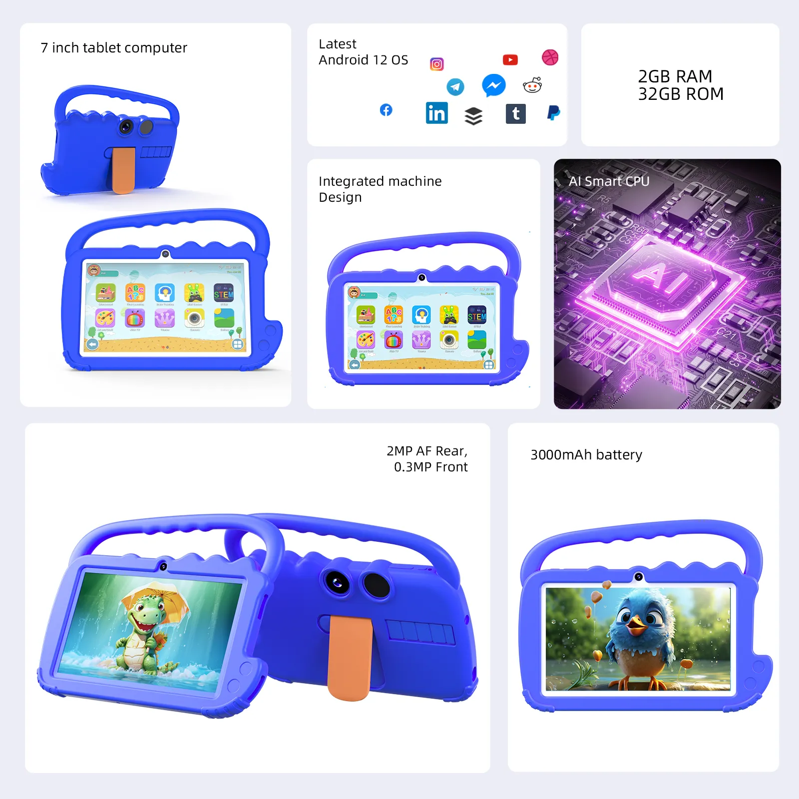 Peicheng AT70K Kid Tablet 7'' | Suit 1-10 years old children